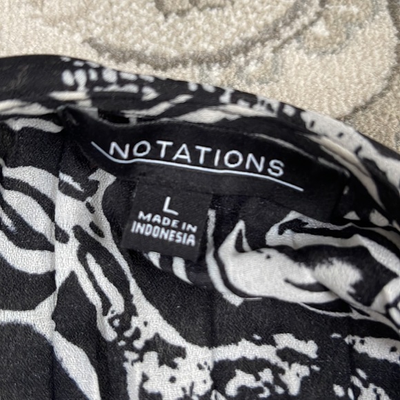 NOTATIONS sheer tie on black and white top/cover up cardigan size L - Picture 7 of 7